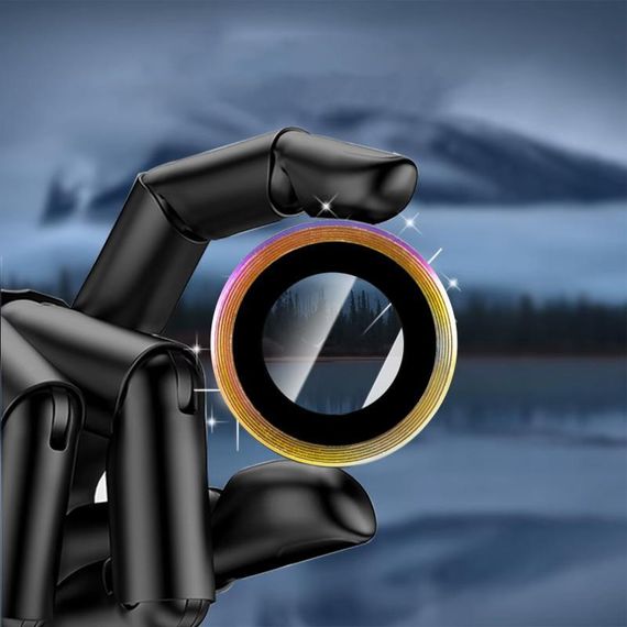 Захисне скло Metal Classic на камеру (у упак.) для Apple iPhone 17 Air (6.6") Чорний / Black Бузковий / Rainbow | Зображення 4