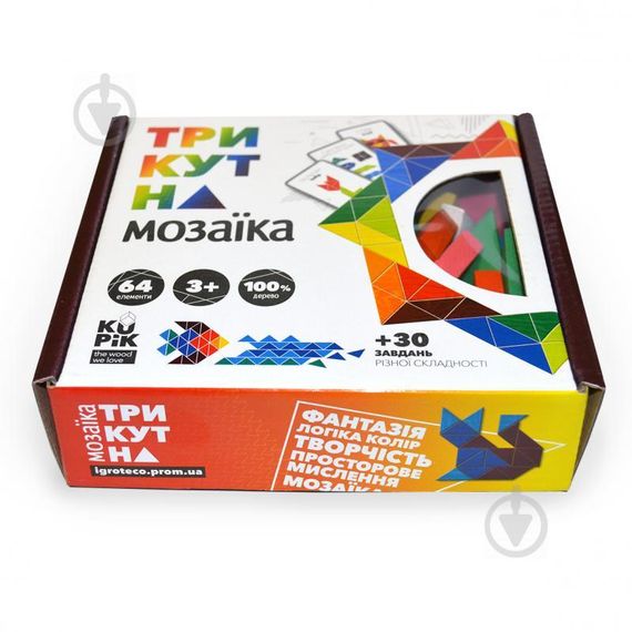Деревянная треугольная мозаика KuPik 900194 64 шт (4820148900194) | Зображення 3