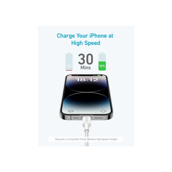 Дата кабель USB 2.0 AM to Lightning 1.8m 322 White Anker (A81B6H21) | Зображення 3