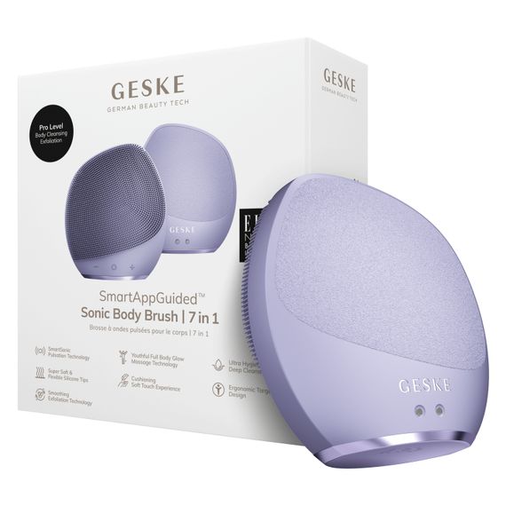 Ультразвукова щітка для тіла та інтенсивний пілінг GESKE Sonic Body Brush&Intensive Exfoliator 7в1 purple