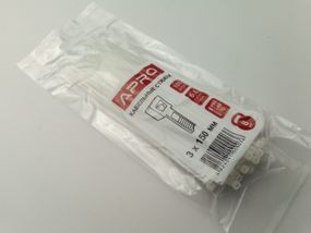 Хомут пластиковий APRO 150х3 (100 шт. в уп.) білий, 1 ПАКОВКА (CT-W3150)