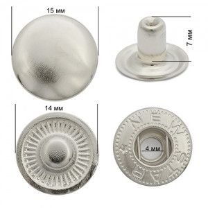 Застібка Альфа 15 мм Нікель 30 шт (213656)