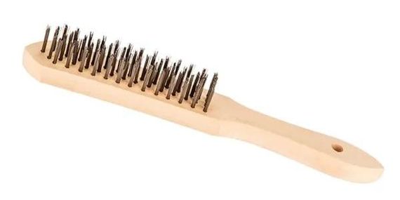 Проводная щетка, 4-х рядная, с деревянной ручкой