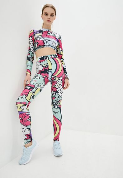 Спортивные леггинсы 4Profi с принтом "Монстрики" размер S бифлекс 16558 | Зображення 2