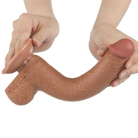 Реалистичный фаллоимитатор 9 Sliding Skin Dual Layer Dong Brown Sex Aura | Зображення 1