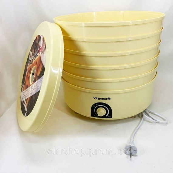 Дегидратор для овощей VILGRAND VDF520-20 520 Вт 20 Л, Сушилка для мяса и овощей Сушарки фруктов KL-46 | Зображення 6