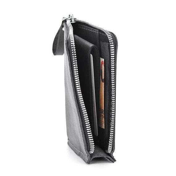 Шкіряний гаманець Skin and Skin Zipper S 13х10 см Сірий (SW05GG) | Зображення 2