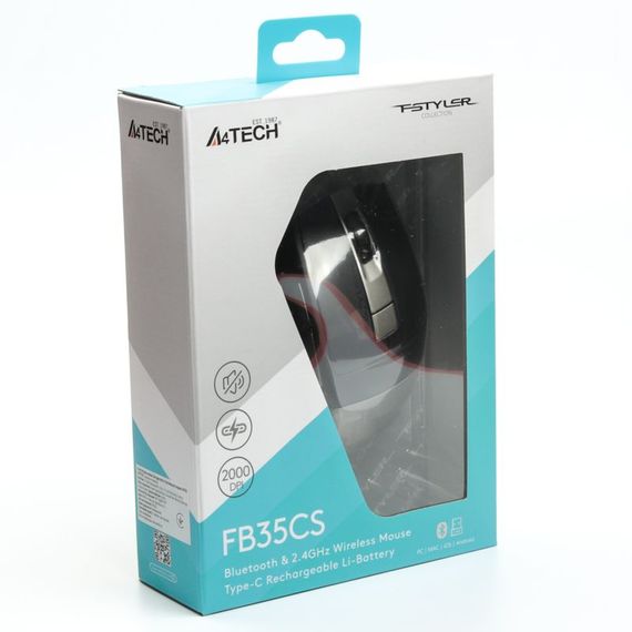 Миша бездротова A4Tech Fstyler FB35CS (Smoky Grey), BT, USB, колір димчасто-сірий | Зображення 4