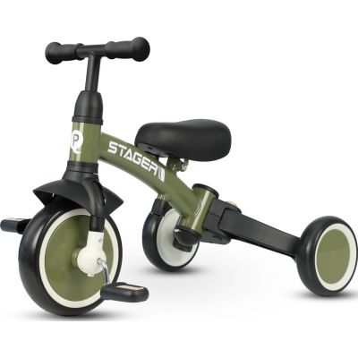 Детский велосипед QPlay Stager 3 в 1 з ручкою, біговел, Dark Green (T80STAGERDarkGreen) | Зображення 1