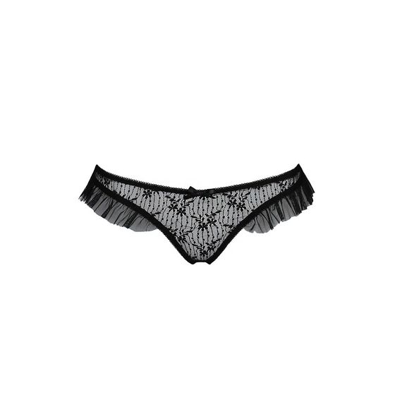 Трусики з оборками Passion Exclusive DONIA THONG XXL/XXXL, black | Зображення 4