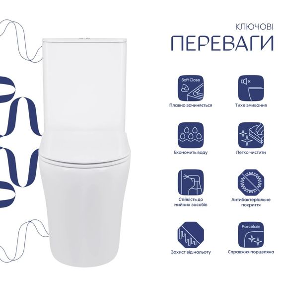 Унітаз підлоговий Qtap Virgo Ultra Quiet з сидінням Slim Duroplast/ Soft-close/ Quick Release QT18226092AW | Зображення 8