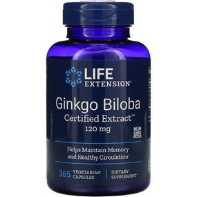 Гінко білоба Life Extension Ginkgo Biloba Certified Extract 120 mg 365 Veg Caps