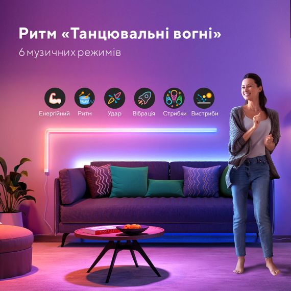 Набір настінних світильників Govee  H6062 Glide RGBIC Wall Light (6+1) RGB (B6062301) | Зображення 6
