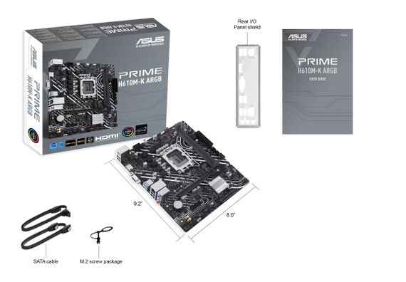 Материнcька плата ASUS  PRIME H610M-K ARGB s1700 H610 2xDDR5 M.2 HDMI D-Sub mATX ARGB (90MB1G90-M0EAY0) | Зображення 1