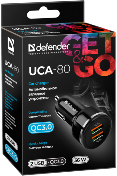 Зарядний пристрій Defender UCA-80 black, 2xUSB, QC3.0, 36W (83832) | Зображення 3