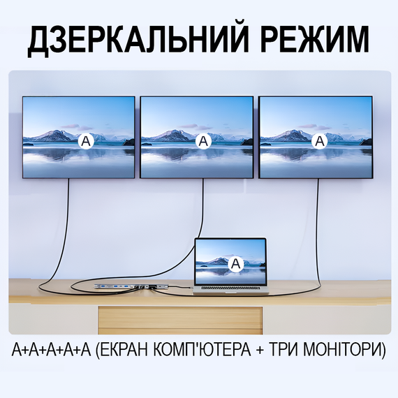 12в1: Багатопортовий USB Type-C хаб / підставка для ноутбука Addap MH-16: HDMI + USB A + PD + USB C + SD + RJ45 + VGA + 3,5mm | Зображення 4