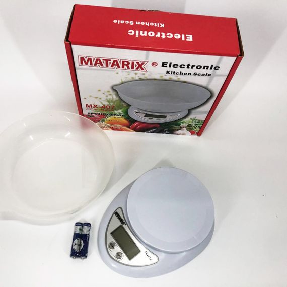 Кухонные электронные весы с чашей до 5 кг Matarix MX-407, Компактные электронные кухонные весы | Зображення 2