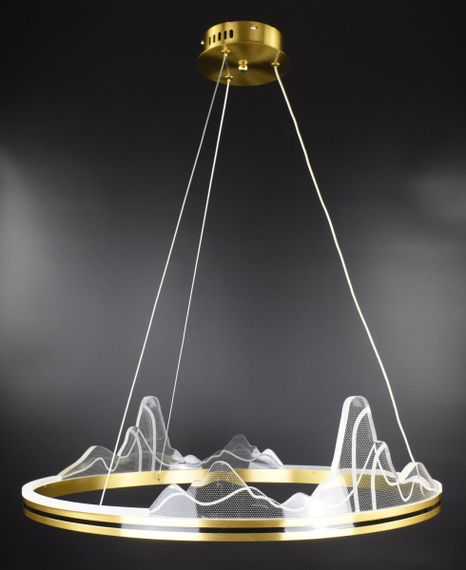 Люстра світлодіодна підвісна LED світильник для квартири на стелю лед 26898 Латунь 35-150х50х50 см. | Зображення 5