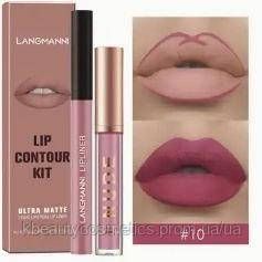 Набір 2 в 1 (рідка матова помада і контурний олівець) Langmanni №10