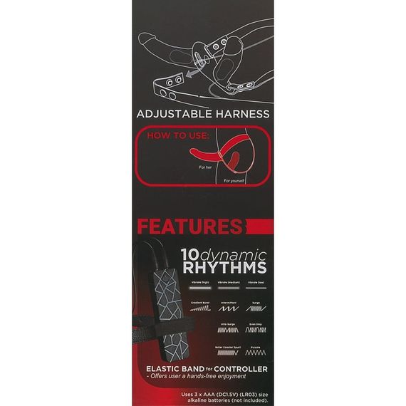 Страпон двойной You2Toys Double Thruster с вибрацией, черный Sex Aura | Зображення 3