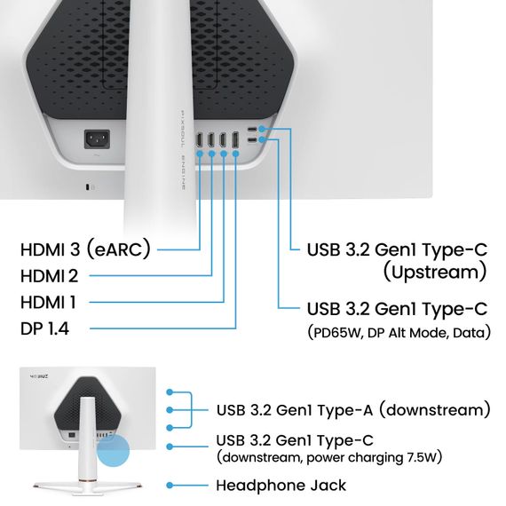 TFT 27" BenQ EX271U, 4K UHD, IPS, 165Гцб 1ms, HDMI, DP, USB-C, HAS, Pivot, чорно-білий | Зображення 1