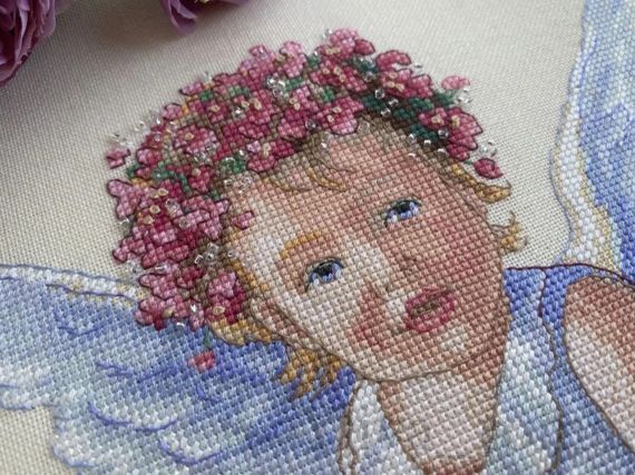 Набір для вишивання за нанесеною на канву схемою "Rose Angel". AIDA 14CT printed 41*44 см | Зображення 9