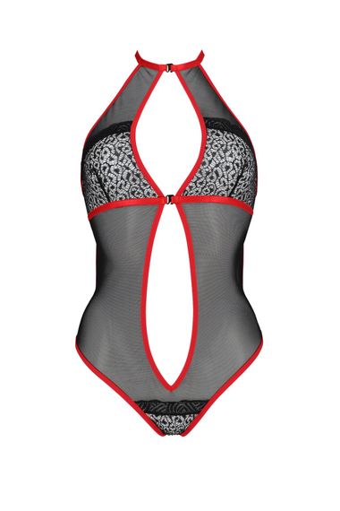 Сітчасте боді з мереживом на грудях Passion SATARA BODY L/XL red | Зображення 2