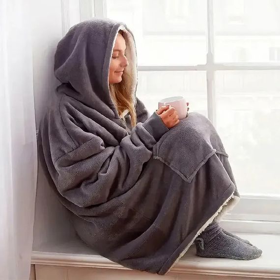 Толстовка з капюшоном Huggle Hoodie Затишний плед-халат оверсайз XPRO 200x140 см (123457660_293) | Зображення 5