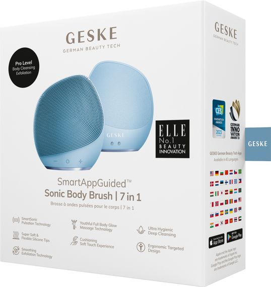 Ультразвукова щітка для тіла та інтенсивний пілінг GESKE Sonic Body Brush&Intensive Exfoliator 7в1 starlight, Блакитний | Зображення 7