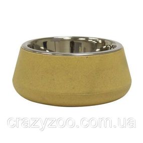 Миска для котів та собак Сroci Pet Bomboo бамбукове волокно нержавіюча сталь жовта 0,47 л 14 см C6159026