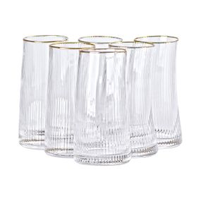 Набір стаканів високих 6 штук по 600 мл із золотим обідком HP-16-19