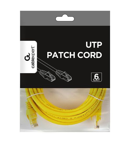 Патч корд Cablexpert PP6U-5M/Y, UTP, категорія. 6, литий,  50u" штекер із фіксатором, 5 м, жовтий | Зображення 2