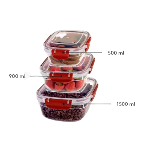 Набір контейнерів для харчових продуктів 0,5л/0,9л/1,5л Fresh Box ELIF