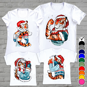 Футболки новорічні Фемілі Лук "Круті НГ Тигри" Family Look парні