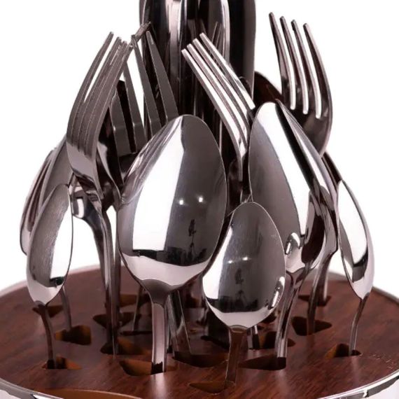 Набір столових приборів на 6 персон 24 шт з підставкою 29 х 19.5 см срібло HP7881S | Зображення 2