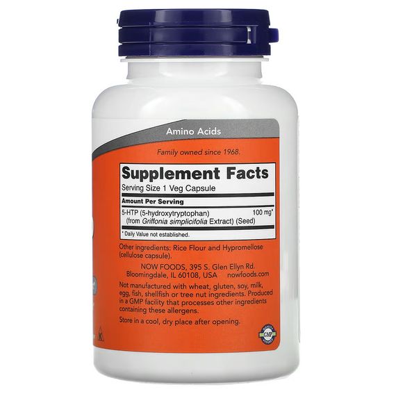 5-гідрокситриптофан NOW 5-HTP 100 mg 120 caps | Зображення 1