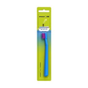 Дитяча зубна щітка Spokar XD UltraSoft (ультра-м'яка) від 6 ти до 12 років, діаметр щетинок 0,10мм., синя з рожевим