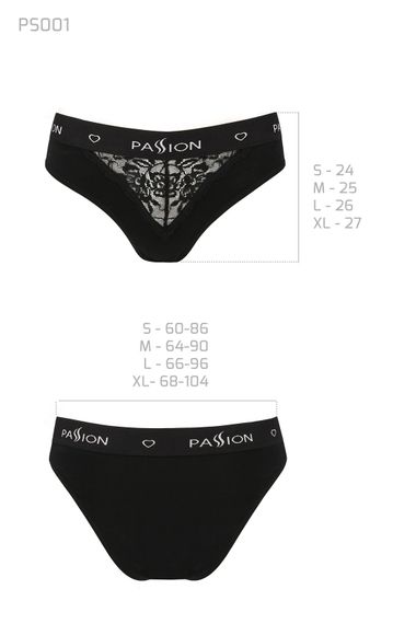 Трусики з широкою гумкою і мереживом Passion PS001 PANTIES, Чорний, S, S, Маленький розмір | Зображення 3