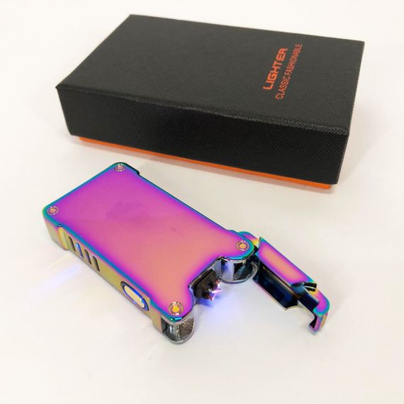 Дугова електроімпульсна запальничка із USB-зарядкою ліхтариком LIGHTER HL-437. FI-691 Колір: хамелеон | Зображення 1