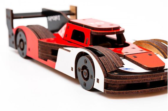 Конструктор Puz-01037 "Racing Car" Порше дерев'яний, 146 дет., розмір моделі 22х9х5 см PuzzleOk | Зображення 1