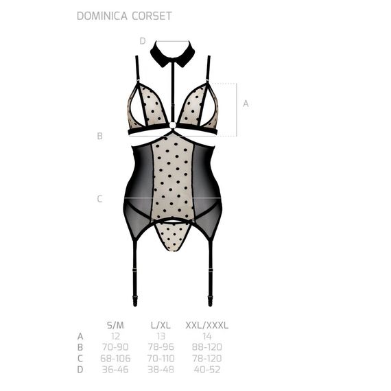 Корсет з відкритими грудьми Passion DOMINICA CORSET S/M beige, пажі для панчіх, стрінги | Зображення 4