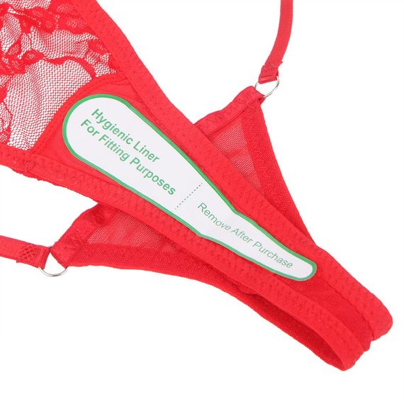 Мереживні стрінги StarNight з прикрасою стразами, червоні, S sexstyle | Зображення 9