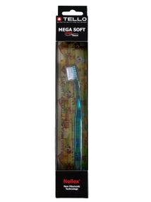 Дитяча зубна щітка Tello Kids 10400 Mega Soft Black (від 0 до 5 років), синя