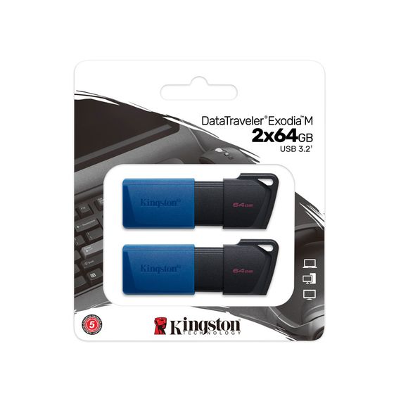 USB флеш накопичувач Kingston 2x64GB DataTraveler Exodia M Black/Blue USB 3.2 (DTXM/64GB-2P) | Зображення 5