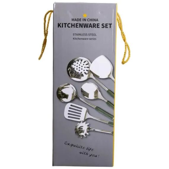 Набір кухонного приладдя на підставці 7 предметів кухонні аксесуари на підставці Білий із сріблястим HP-20-70, Білий | Зображення 7