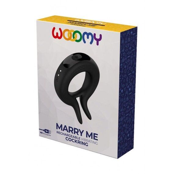 Ерекційне віброкільце Wooomy Marry Me, перезаряджувальне, 10 режимів вібрації, діаметр 4 см, Черный | Зображення 3