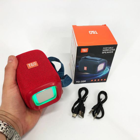 Портативна Bluetooth колонка TG339 5W з RGB підсвічуванням, Гучна блютуз колонка. Колір: червоний | Зображення 1