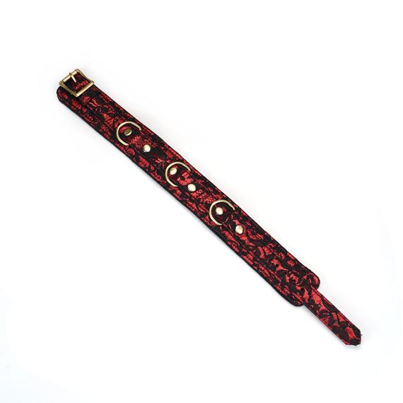 Ошейник с поводком Liebe Seele Victorian Garden Collar with Leash Красно-черный One Size | Зображення 3