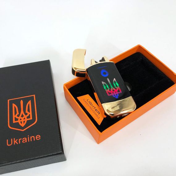 Дугова електроімпульсна запальничка із USB-зарядкою Україна LIGHTER HL-439. ZS-712 Колір: золотий | Зображення 6