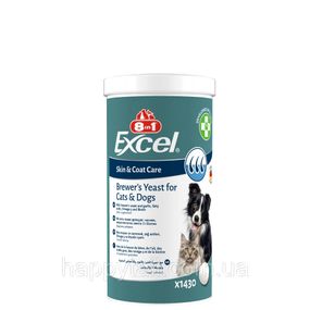 Вітаміни 8in1 Excel Brewers Yeast для собак та котів пивні дріжджі з часником для шкіри та шерсті 1430 шт